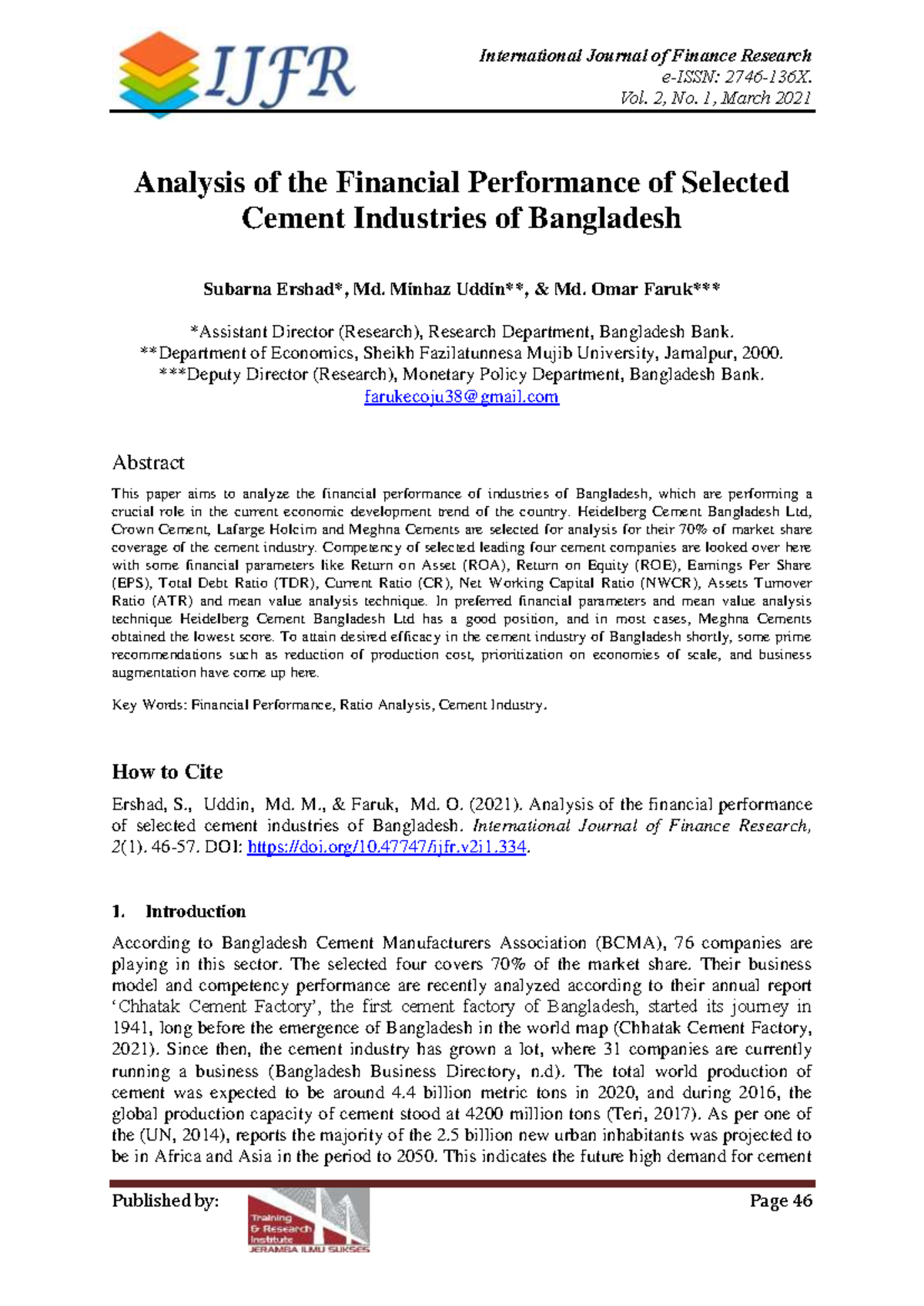 334-Financial Performance Analysis of Cement Industries in BGD - Studocu