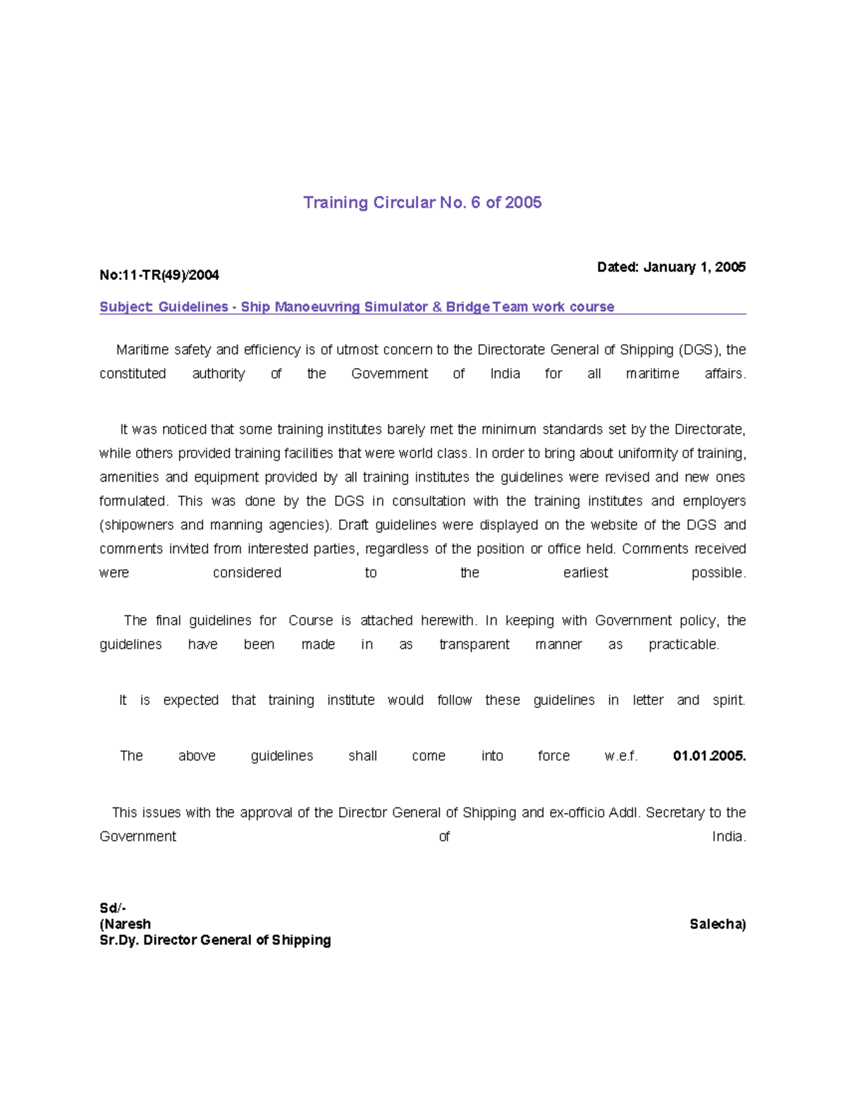DGS Course Guidelines for Ship Manoeuvring Simulator Training - Studocu