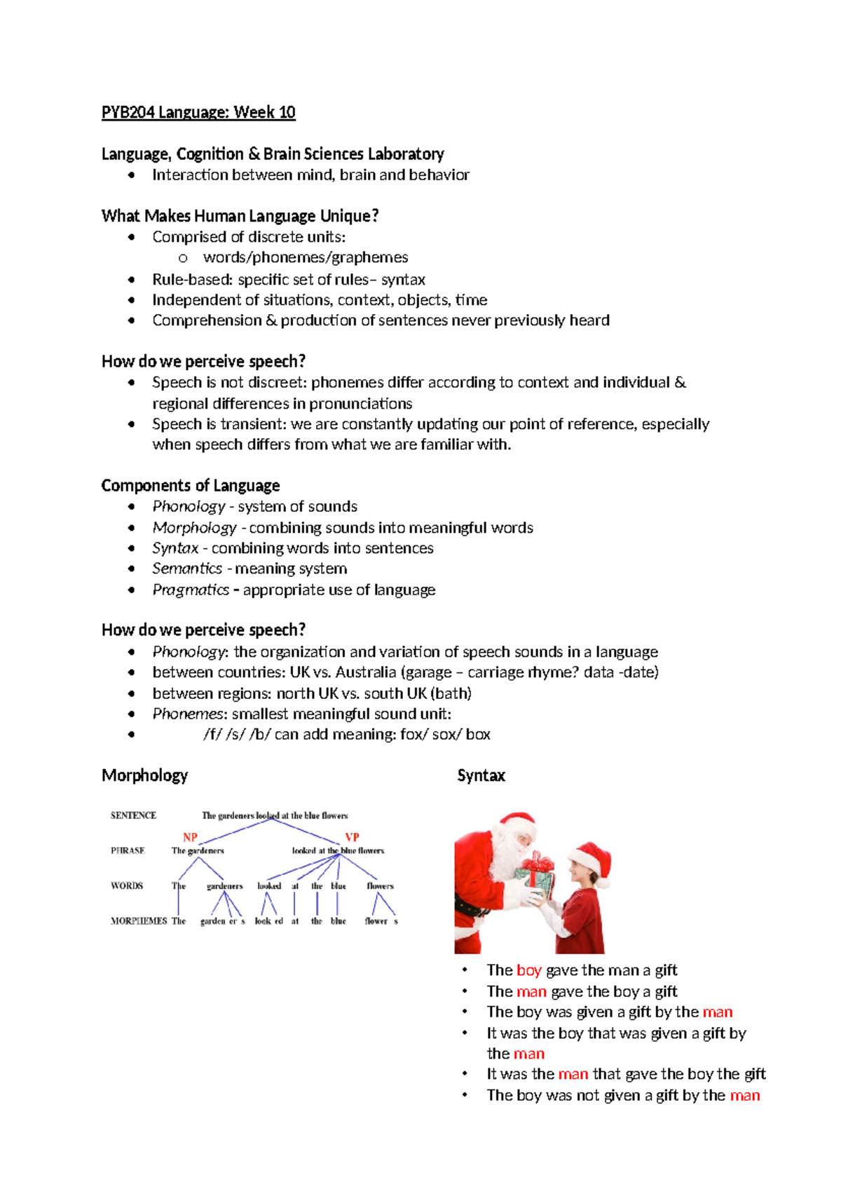 Week 10 - lecture notes from class - PYB204 Language: Week 10 Language ...