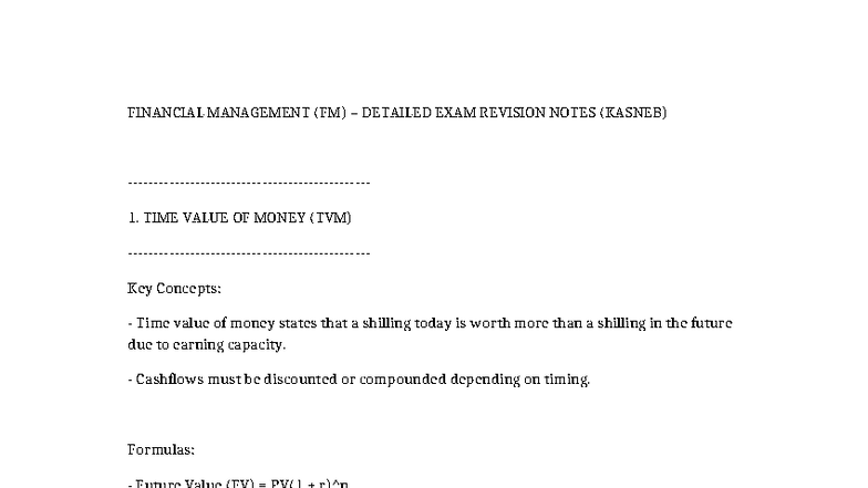 FM DETAILED EXAM REVISION NOTES (KASNEB) ON TIME VALUE OF MONEY - Studocu