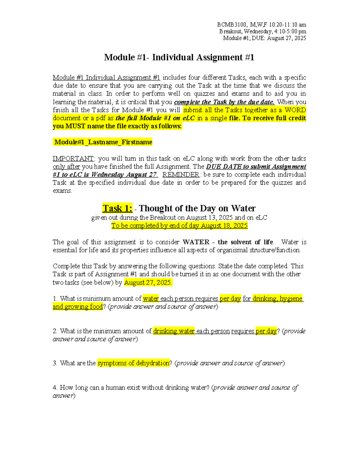 BCMB3100 Module Individual Assignment: Water & Noncovalent Interactions ...