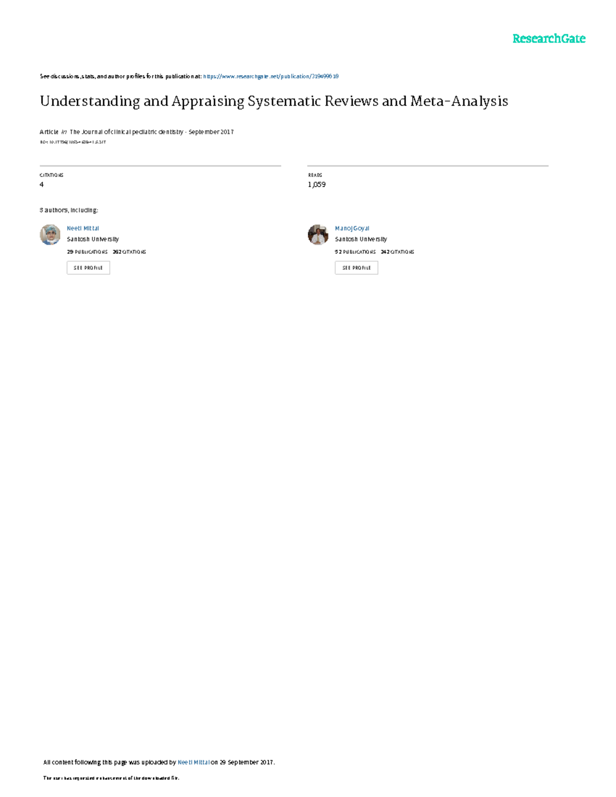 Understanding and Appraising Systematic Reviews in Pediatric Dentistry ...