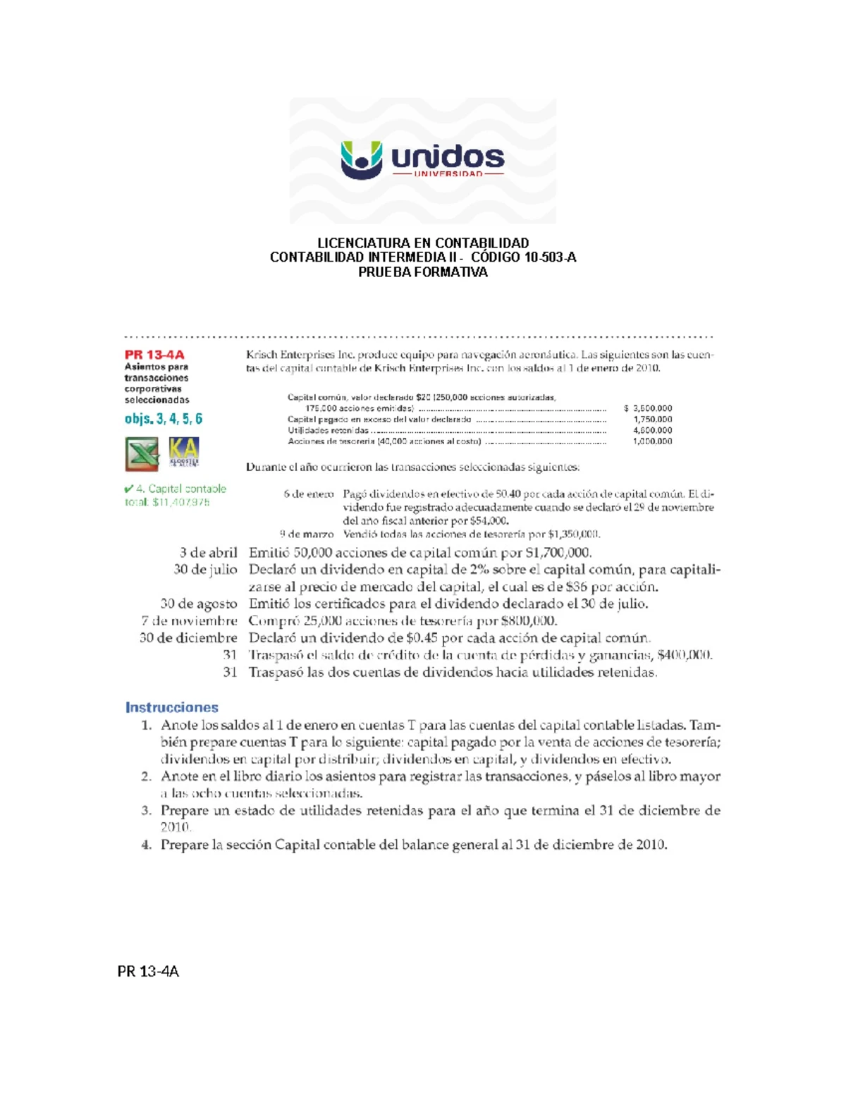 I Examen Parcial Práctico - Contabilidad Intermedia II 10-503-A - Studocu