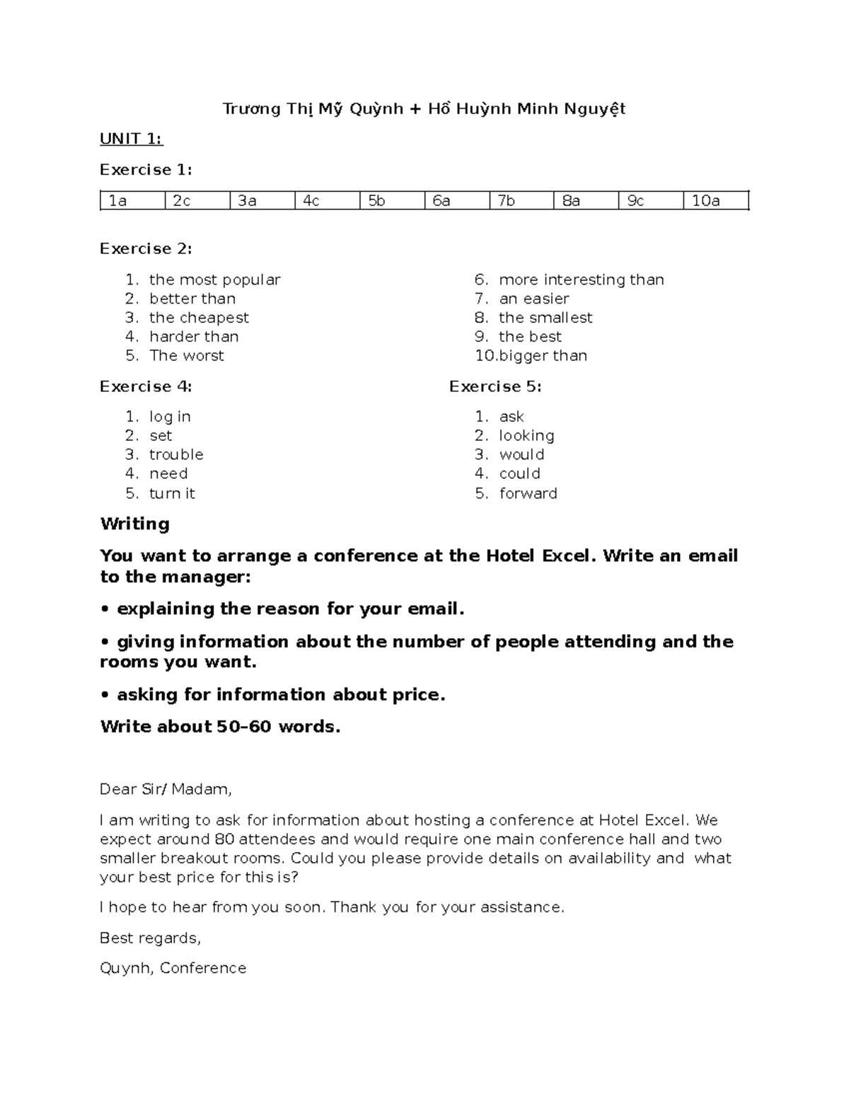 Bonus Unit 1 & 2 Exercises - Language Practice & Writing Skills - Studocu