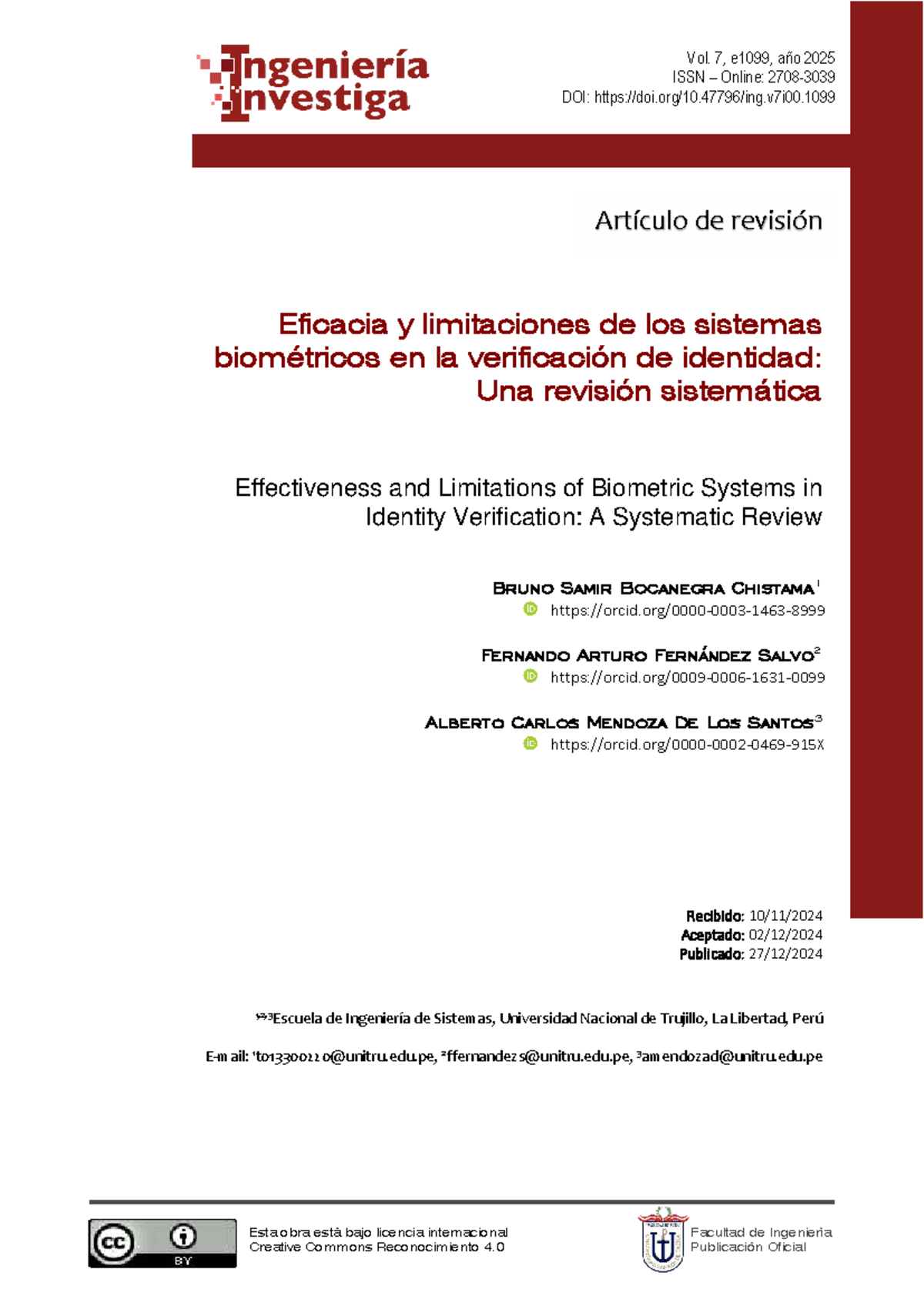 Eficacia y Limitaciones de Sistemas Biométricos en Verificación de ...