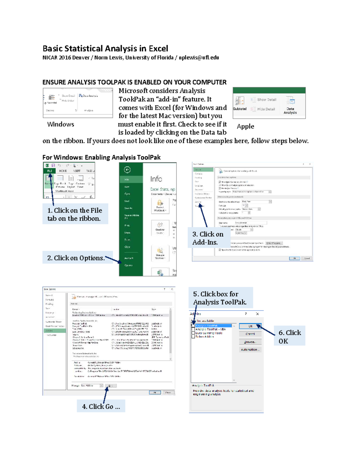 Basic Statistical Analysis in Excel: NICAR 2016 Guide - Studocu