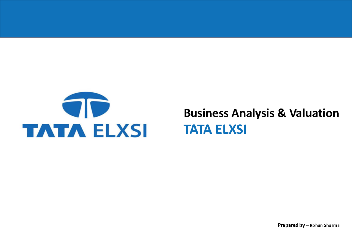 TATA ELXSI Financial Model Analysis and Business Overview - Studocu