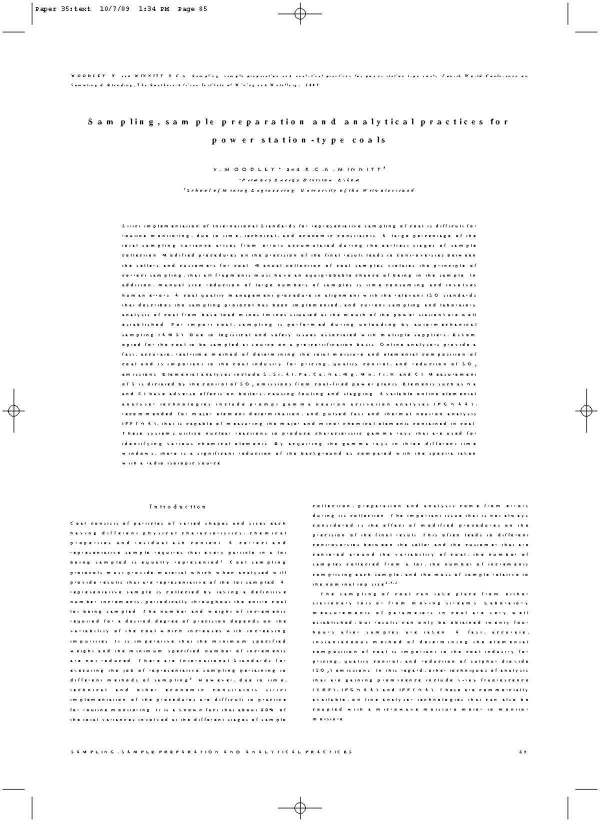 Sampling, Sample Prep & Analysis of Power Coals - Paper 35 - Studocu