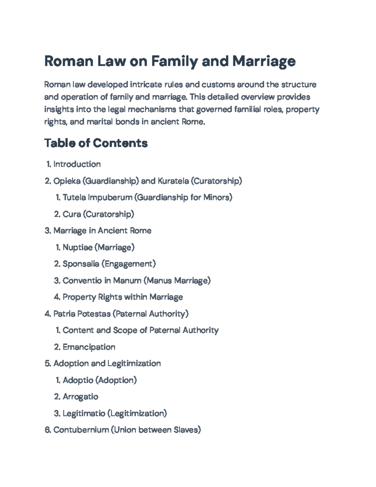 Roman Law on Family and Marriage: An In-Depth Overview - Roman Law on ...