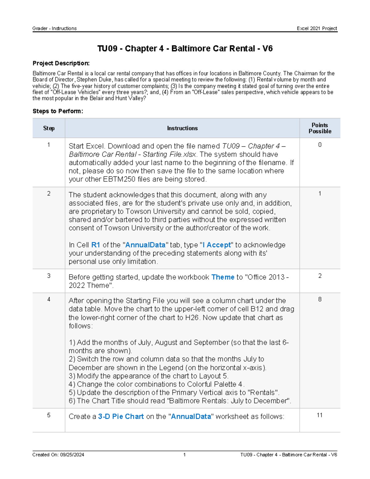 TU09 - Chapter 4 - Baltimore Car Rental Project Instructions V6 - Studocu
