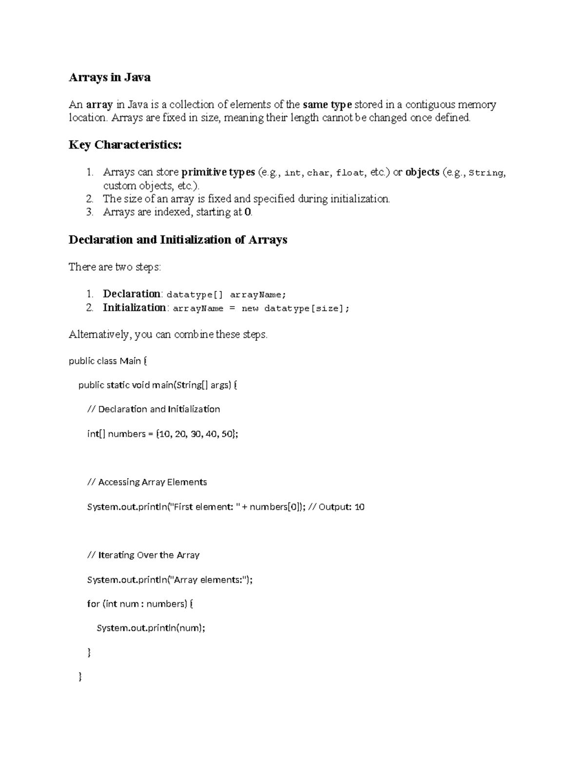 Arrays in Java - Arrays are fixed in size, meaning their length cannot ...