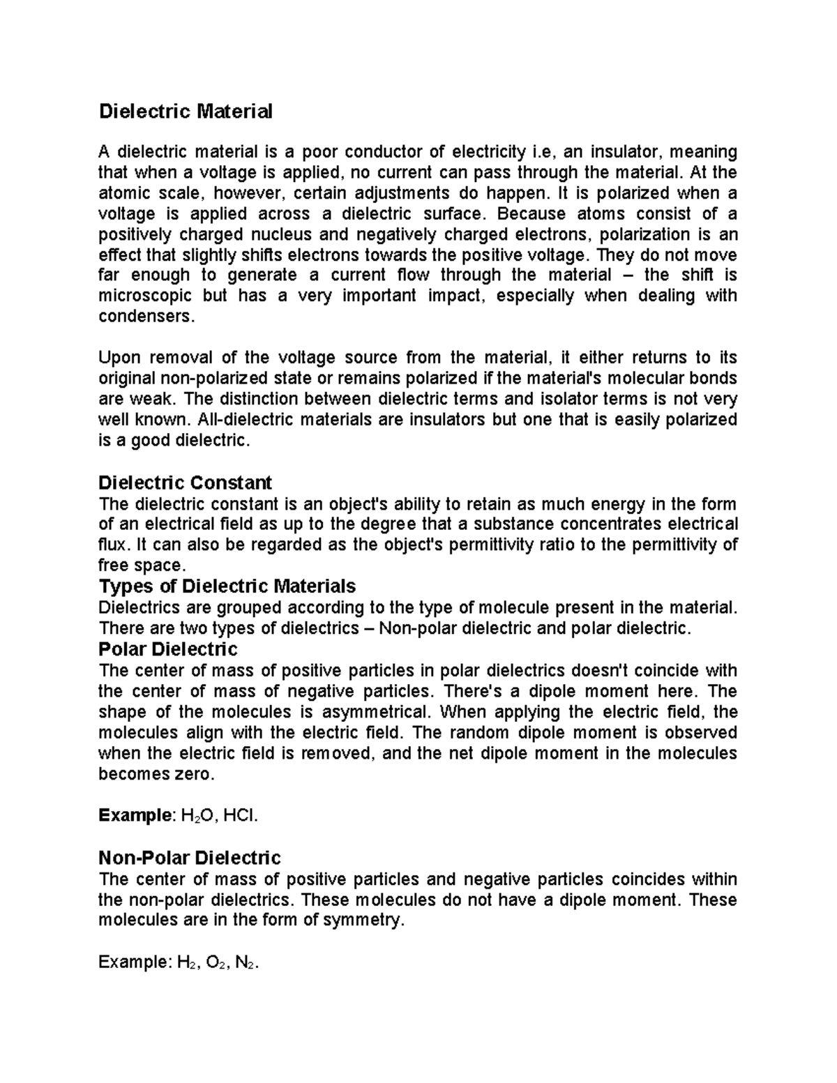 Dielectric Materials and Their Properties - Unit 1: Electronic Material ...