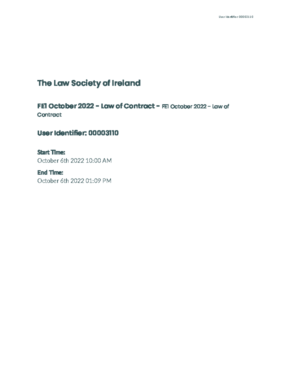 Contract Law Exam Questions: FE1 October 2022 - Studocu