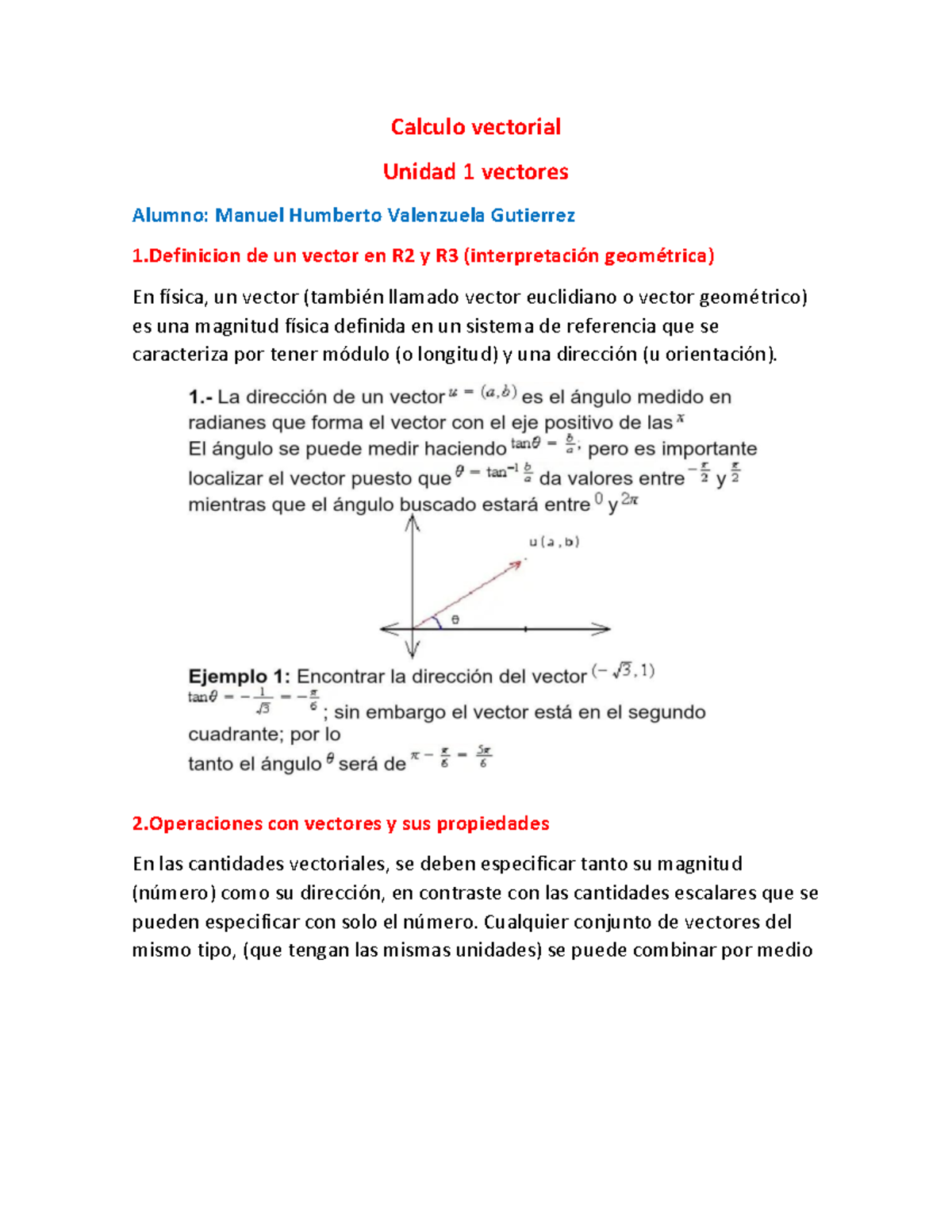 Cálculo Vectorial - Unidad 1: Vectores y Operaciones Básicas - Studocu