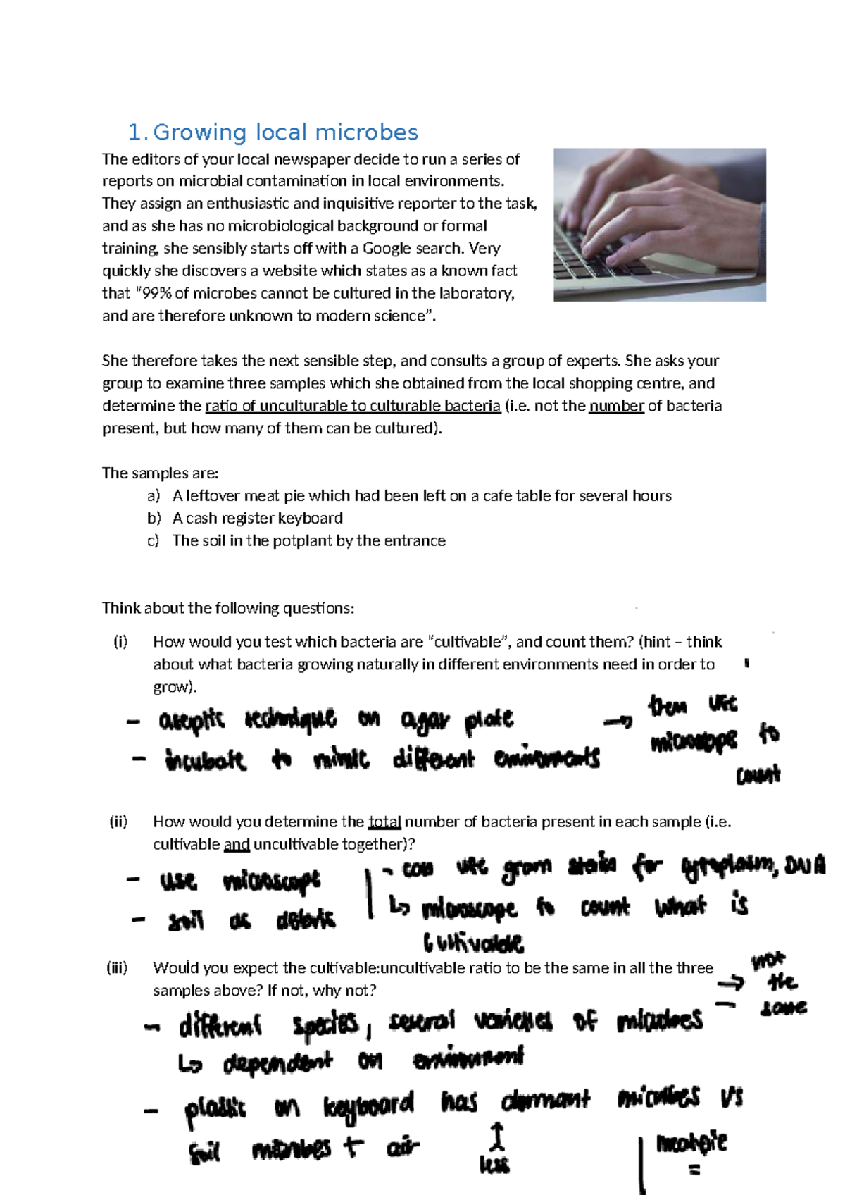 Tutorial Questions on Visualizing & Identifying Microbes (BIO101) - Studocu