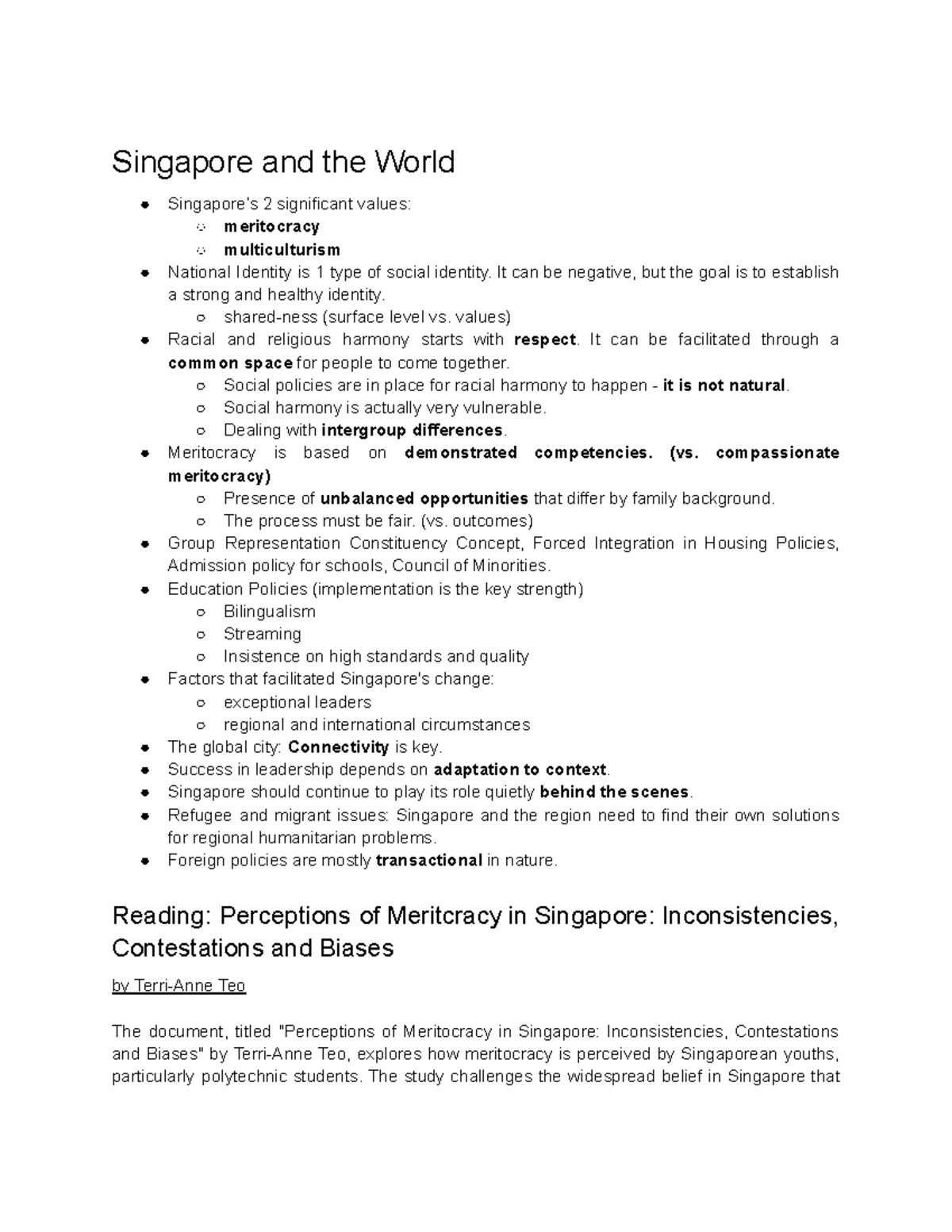 GESS1025 Final Exam Notes: Singapore - Document Preview