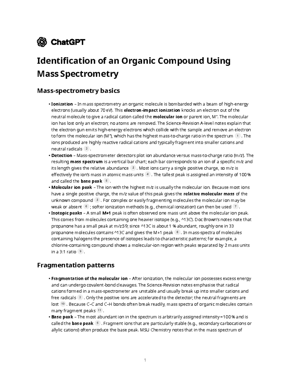 Mass Spectrometry Basics: Identifying Organic Compounds in CHEM 101 ...