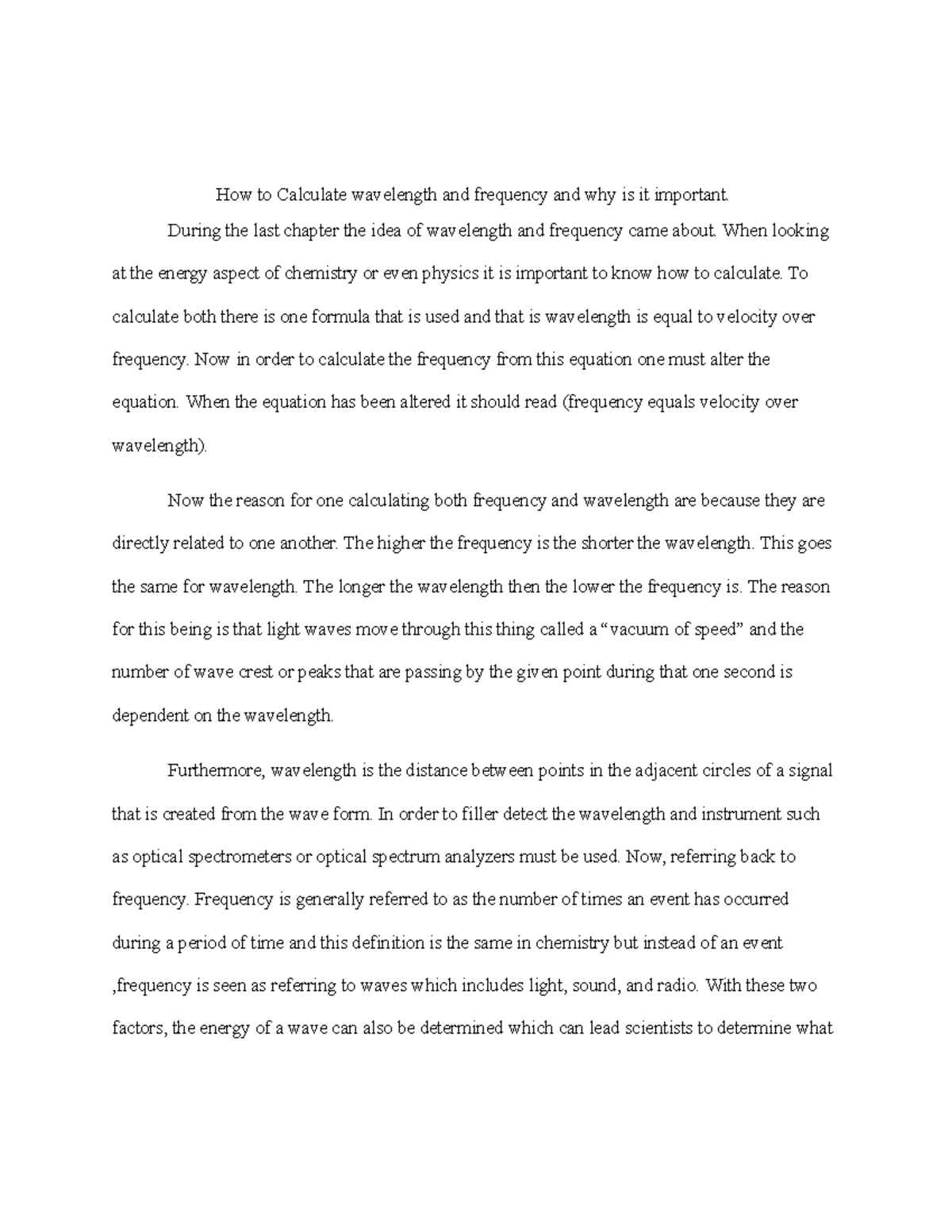 PHYS 101: Understanding Wavelength and Frequency in Physics Essay - Studocu