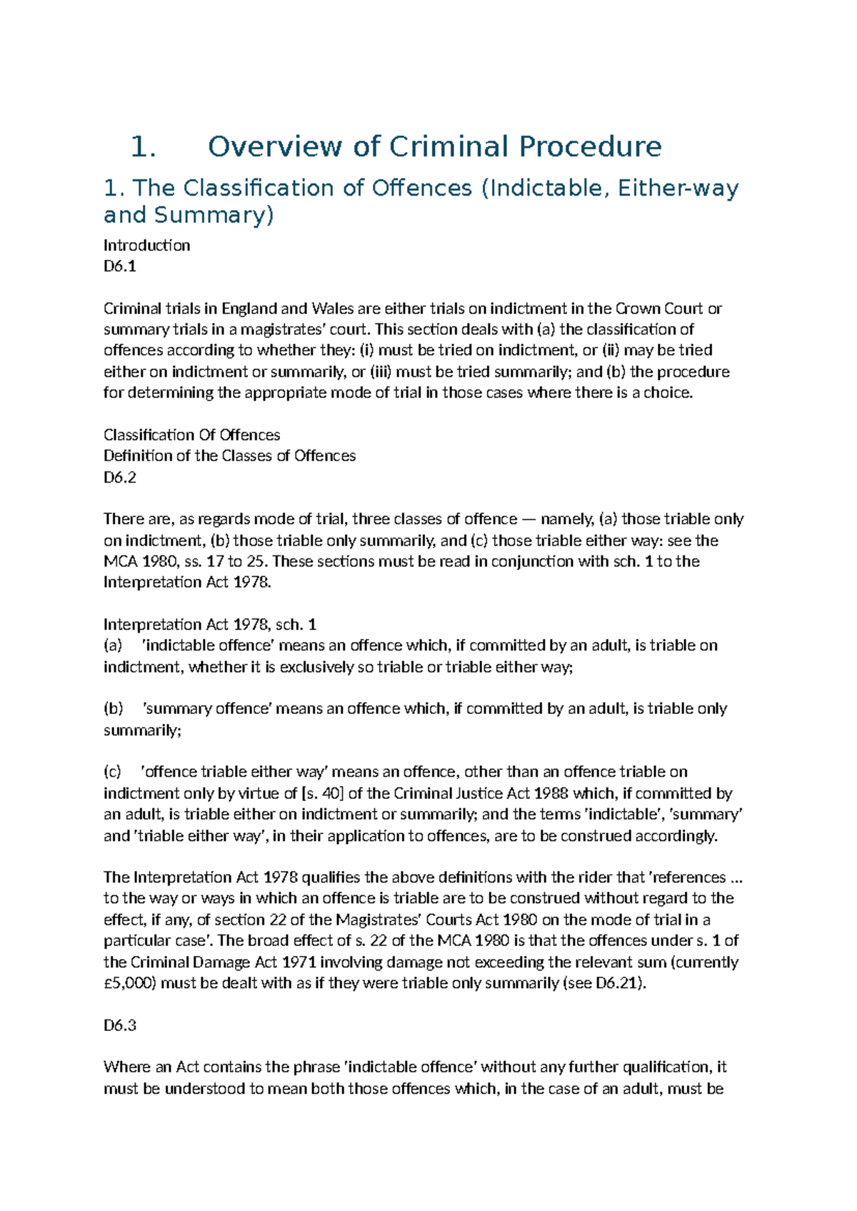 D6.1 Criminal Procedure: Classification of Offences and Court Structure ...