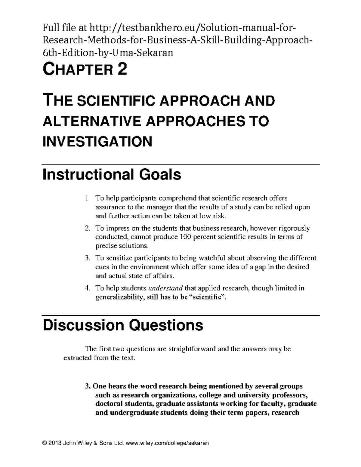 Solution Manual for RM: Chapter 2 - Scientific Approach in Research ...