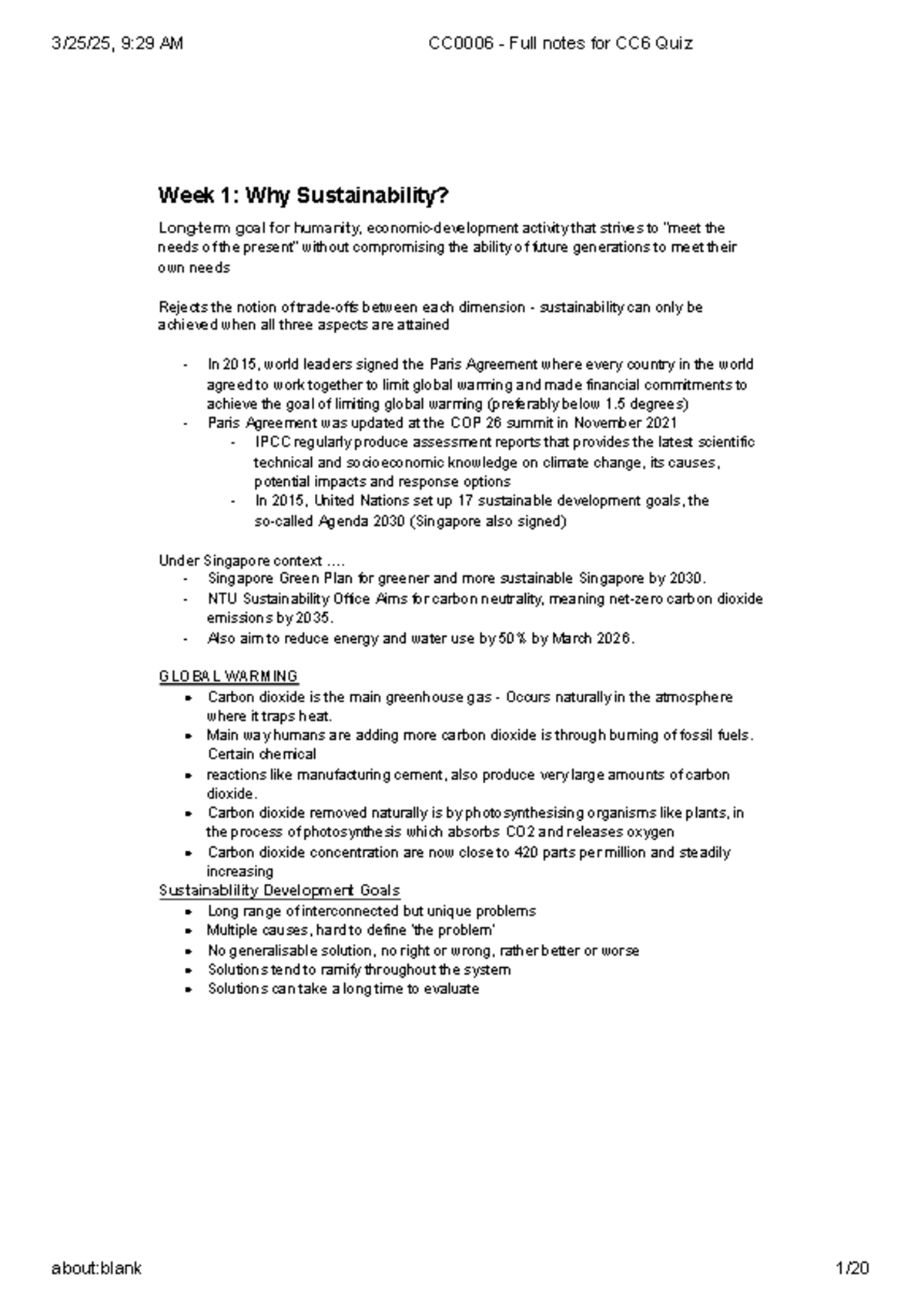 CC0006 - Comprehensive Notes on CC6 Quiz: Sustainability Themes - Studocu