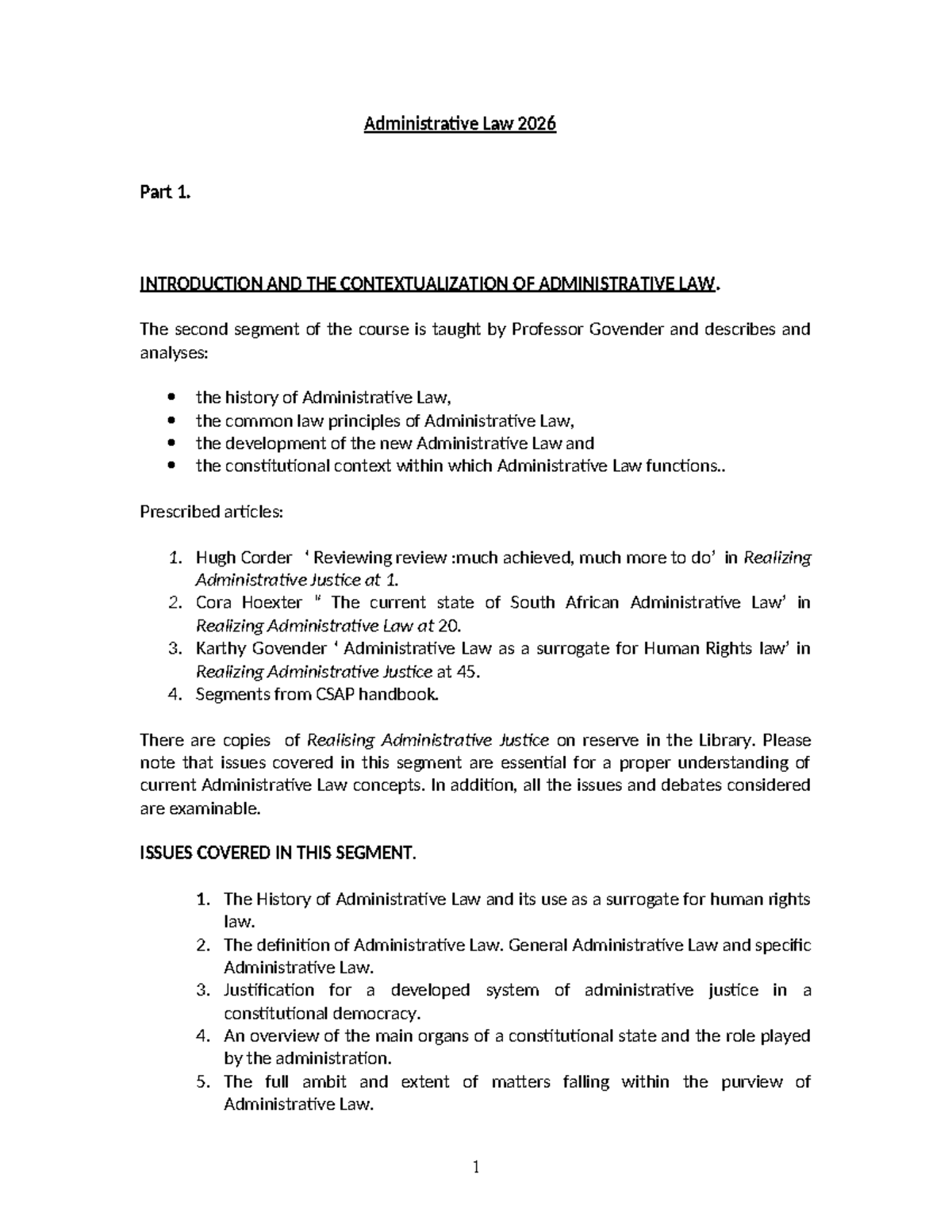 Administrative Law 2026: Part 1 Overview & Key Concepts - Studocu