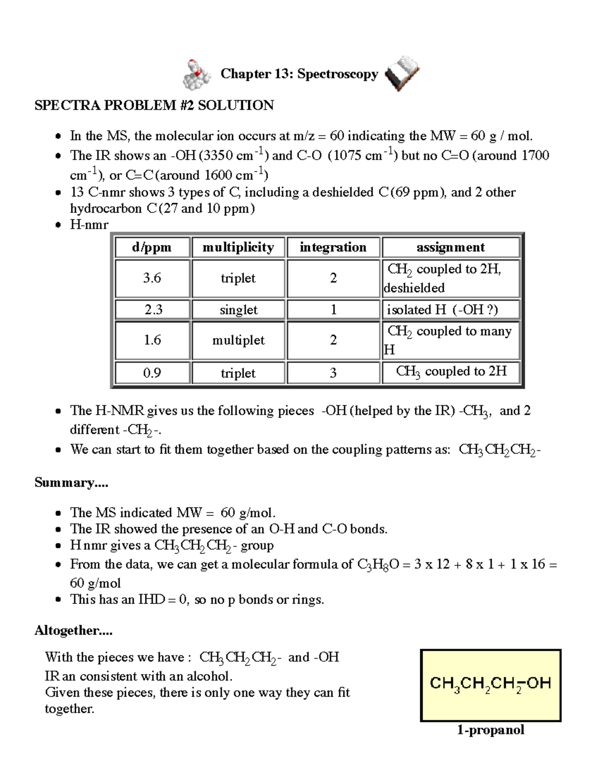 Chapter 13: Spectroscopy Problem #2 Solution Analysis - Studocu