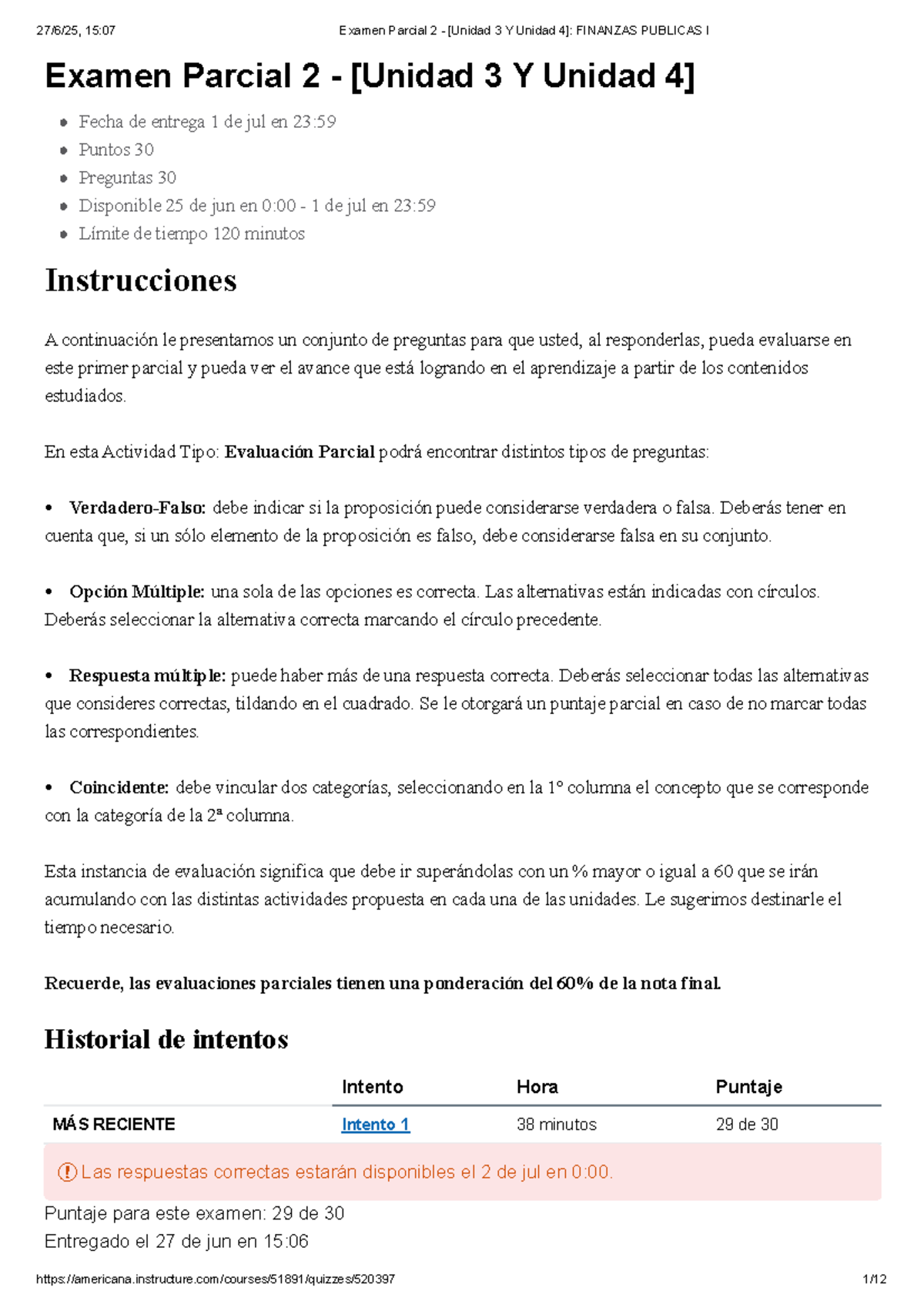 Examen Parcial 2 - Unidad 3 y 4 en Finanzas Públicas I - Studocu