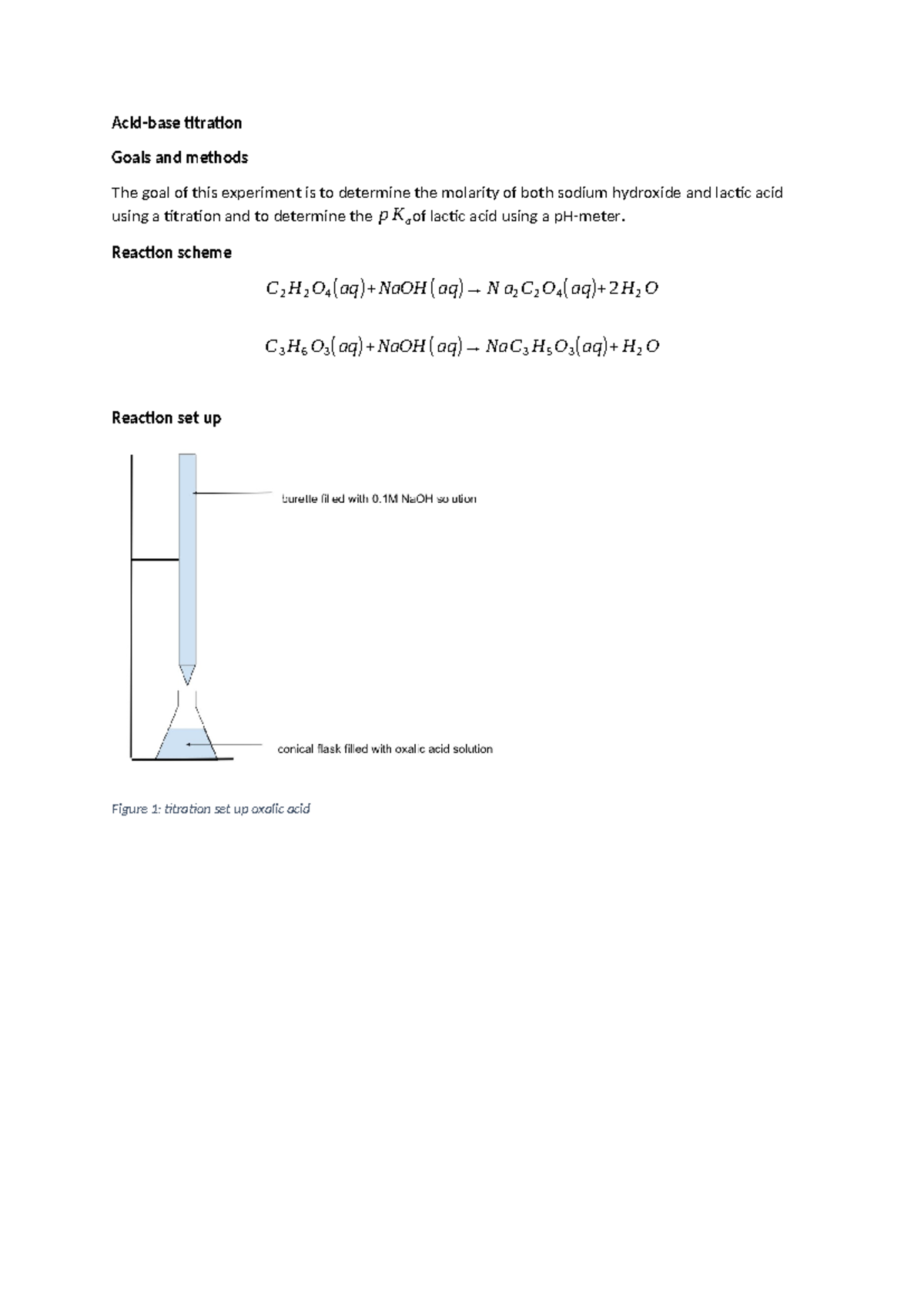 Acid-Base Titration Experiment: NaOH & Lactic Acid Analysis - Studeersnel
