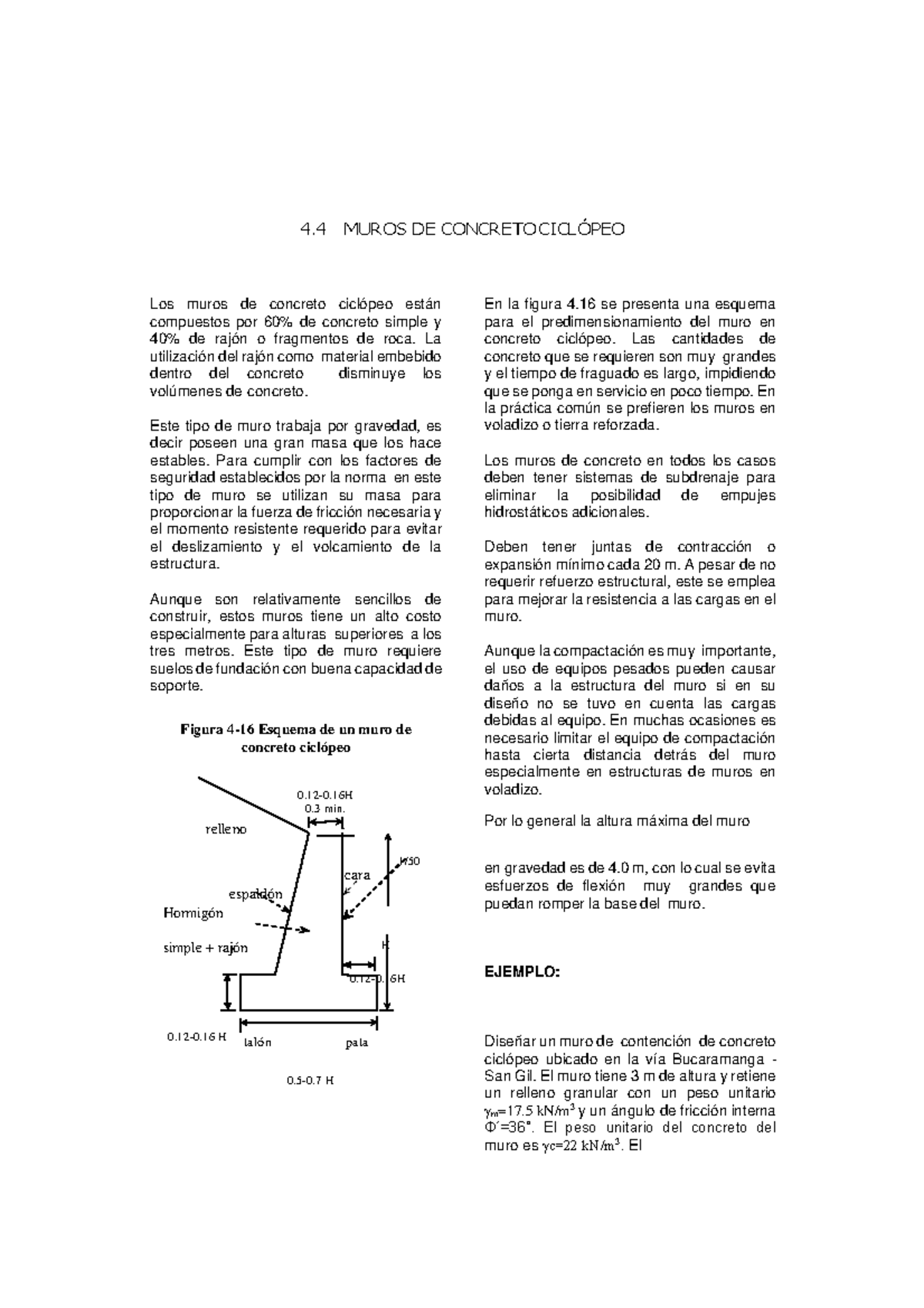 Muros de Concreto Ciclópeo: Diseño y Factores de Seguridad - Document Preview