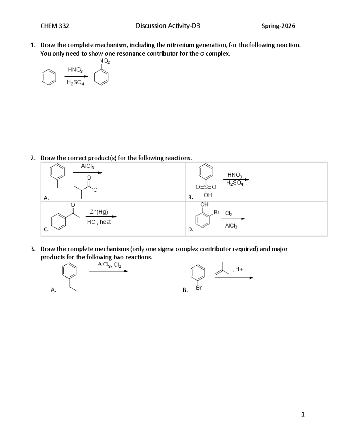 Discussion on Reaction Mechanisms in CHEM 332 - Final Exam Answer Key ...