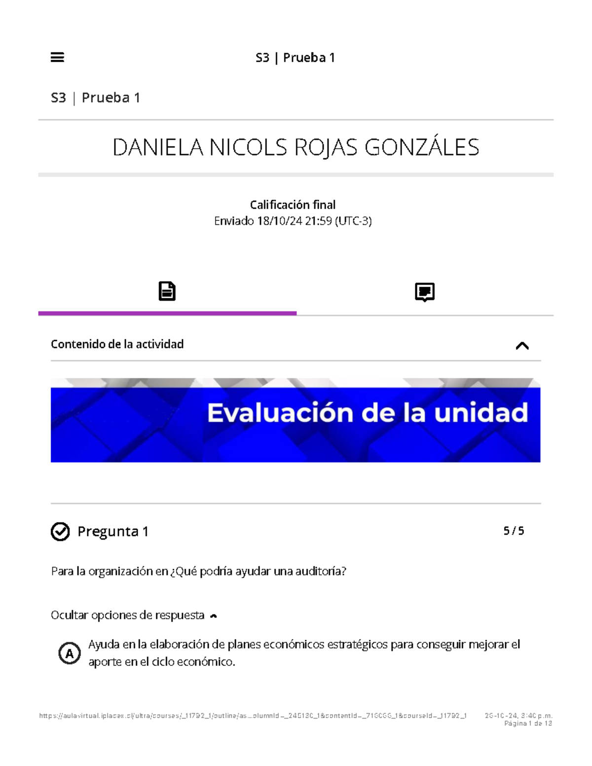 Prueba 1 - S3 | Prueba 1 DANIELA NICOLS ROJAS GONZÁLES S3 | Prueba 1 ...