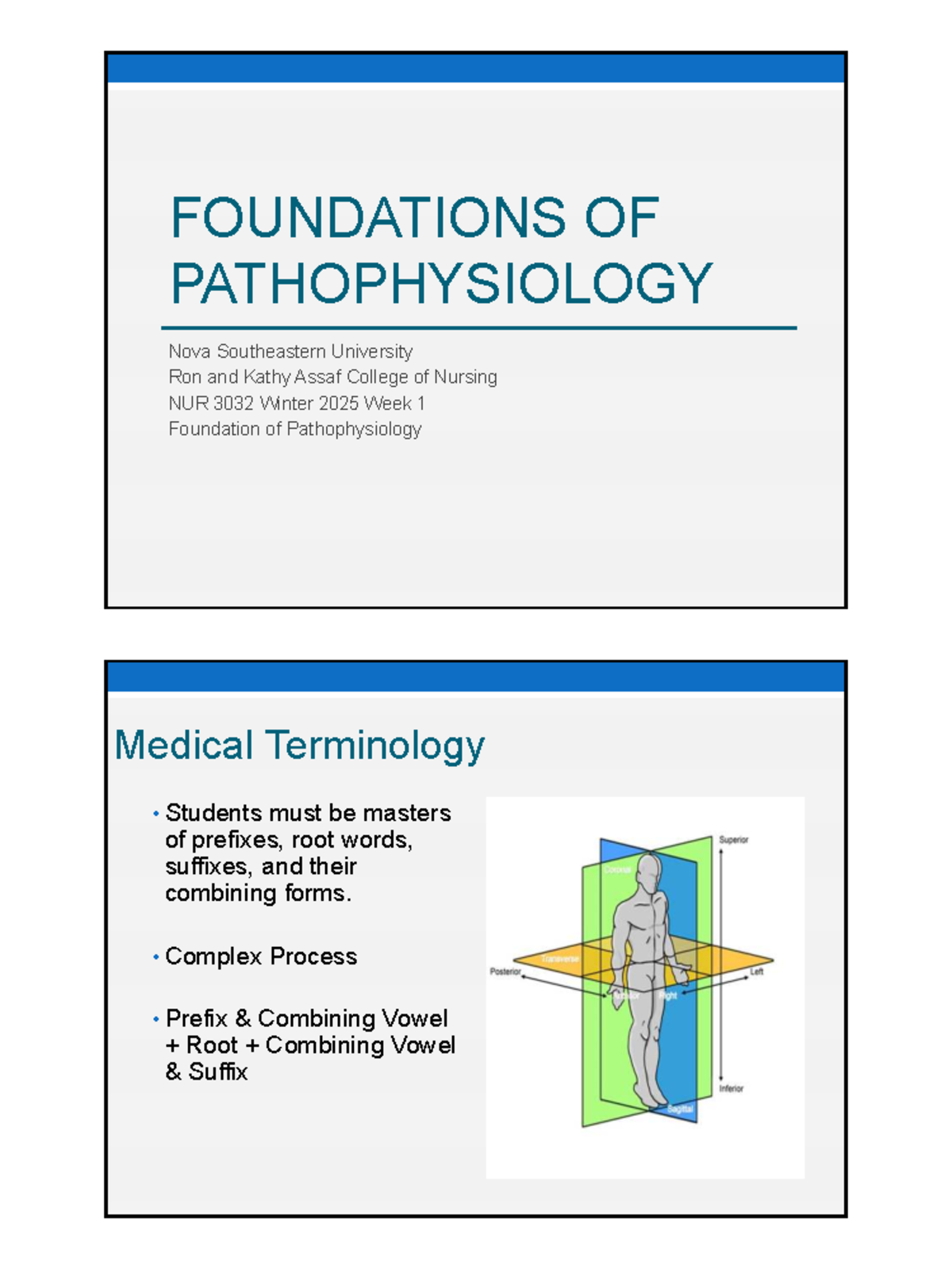 Foundation of Pathophysiology - NUR 3032 Winter 2025 Week 1 Notes ...