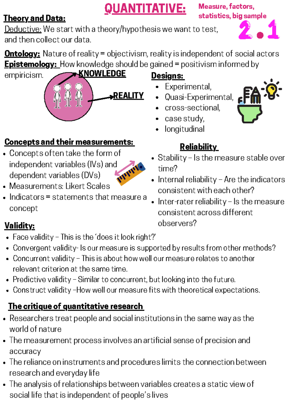 Semester Test Prep: Quantitative Research Methods and Sampling - Studocu