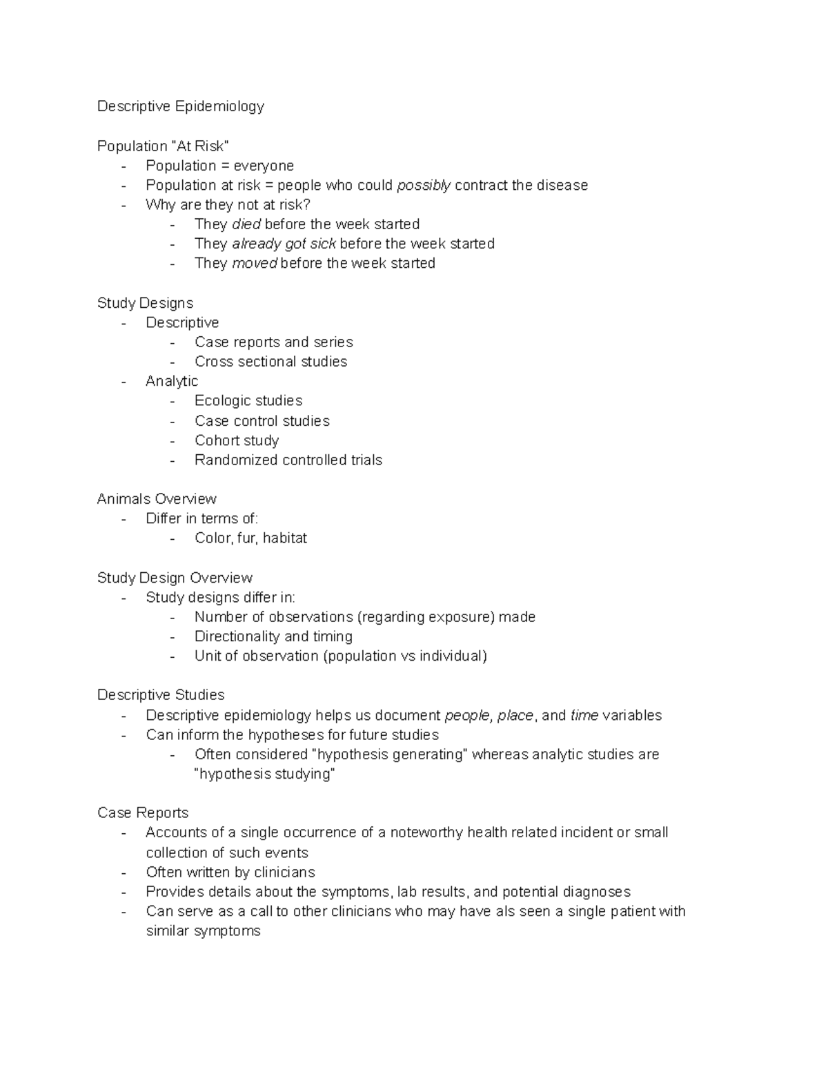 Descriptive Epidemiology Overview: Populations, Study Designs & Trends ...