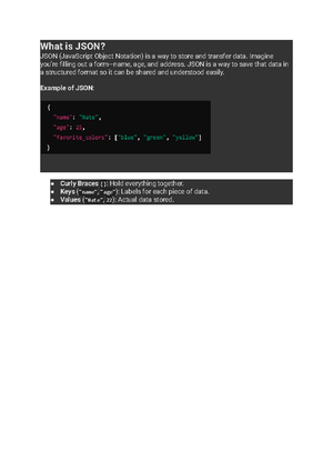 Key Components of JSON Variables: Understanding Keys and Values - Studocu