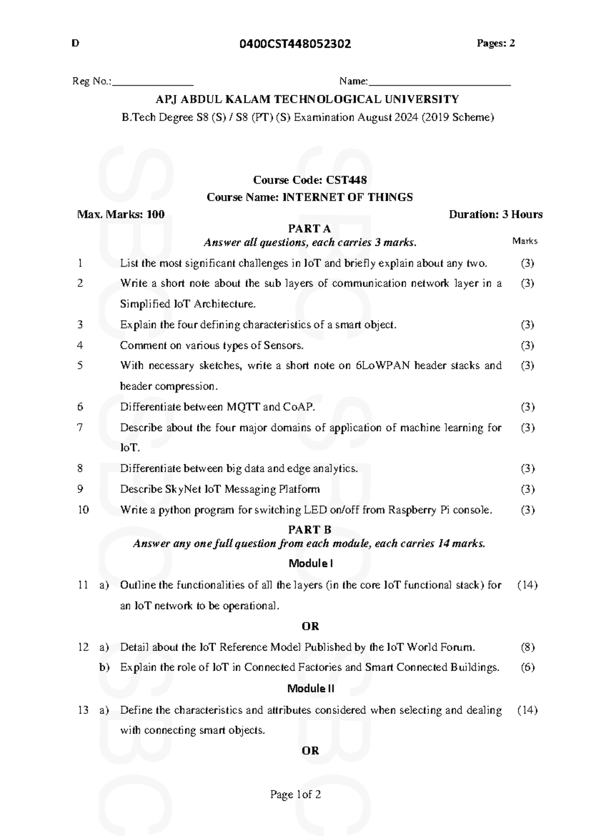 CST448-D - Nothing - 0400CST44805230 2 Page 1 of 2 Course Code: CST ...