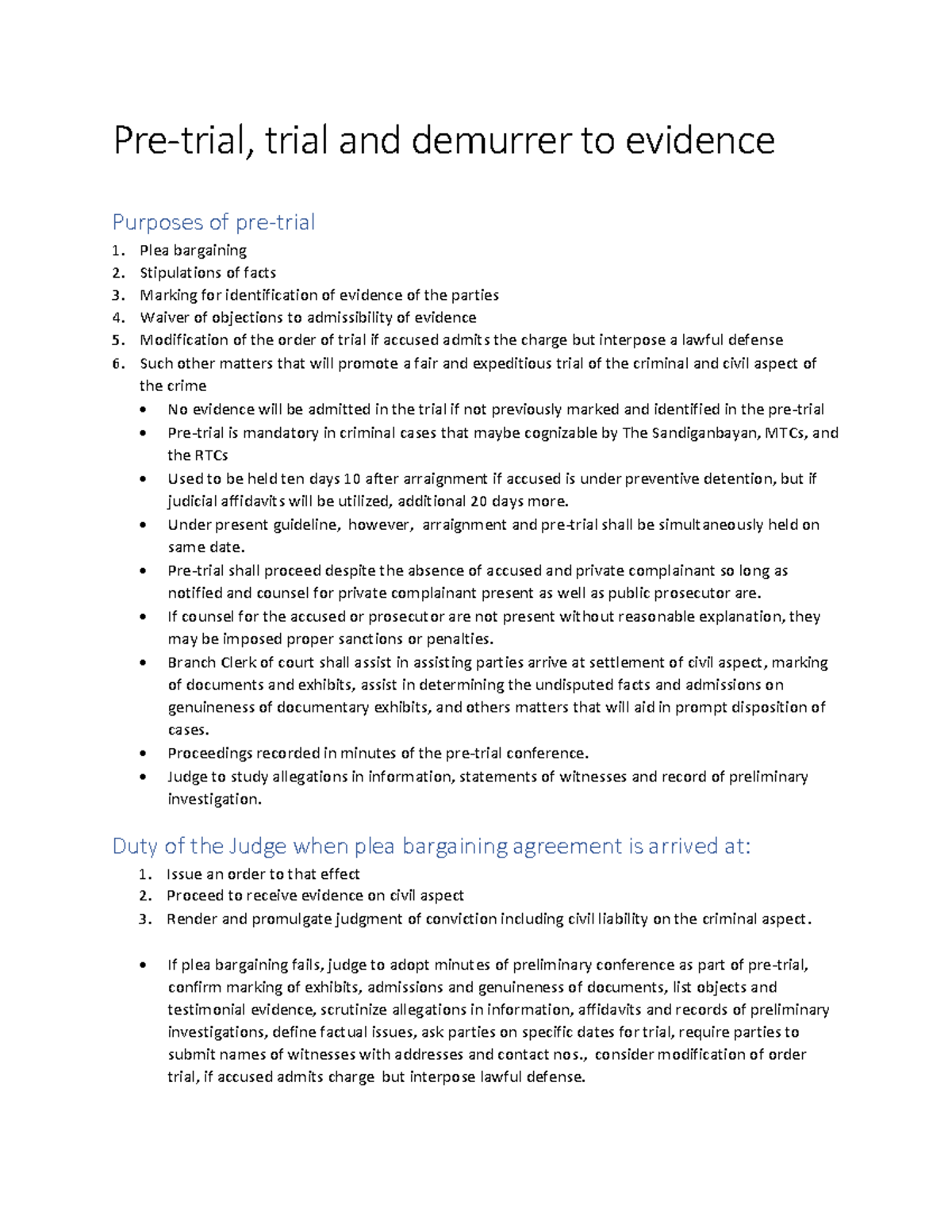 Pre-Trial Notes: Key Aspects and Judicial Duties Explained - Studocu