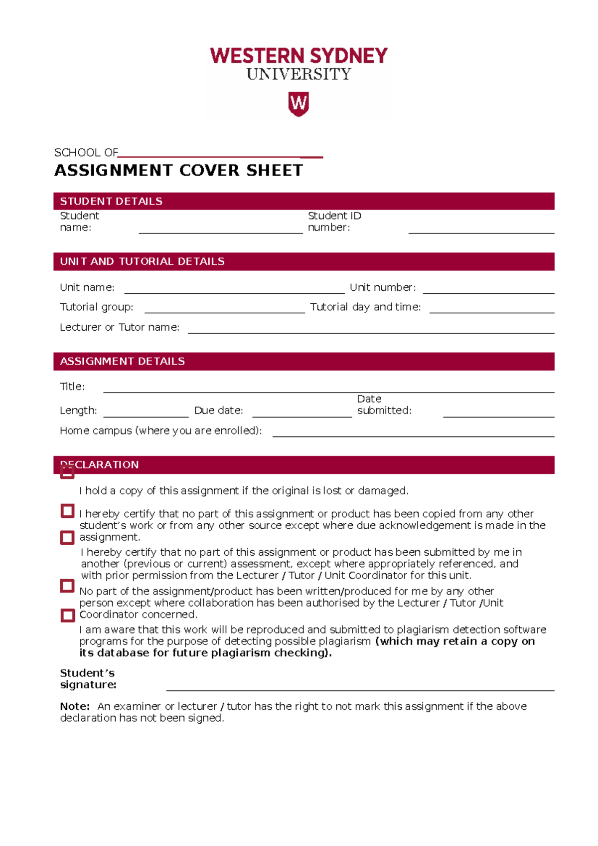 Individual Assignment Cover Sheet Template - Studocu