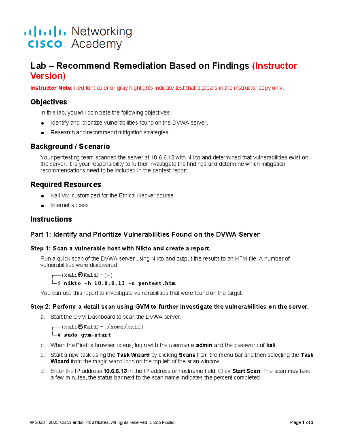 9.2.7 Lab - Remediation Recommendations for DVWA Vulnerabilities - Studocu