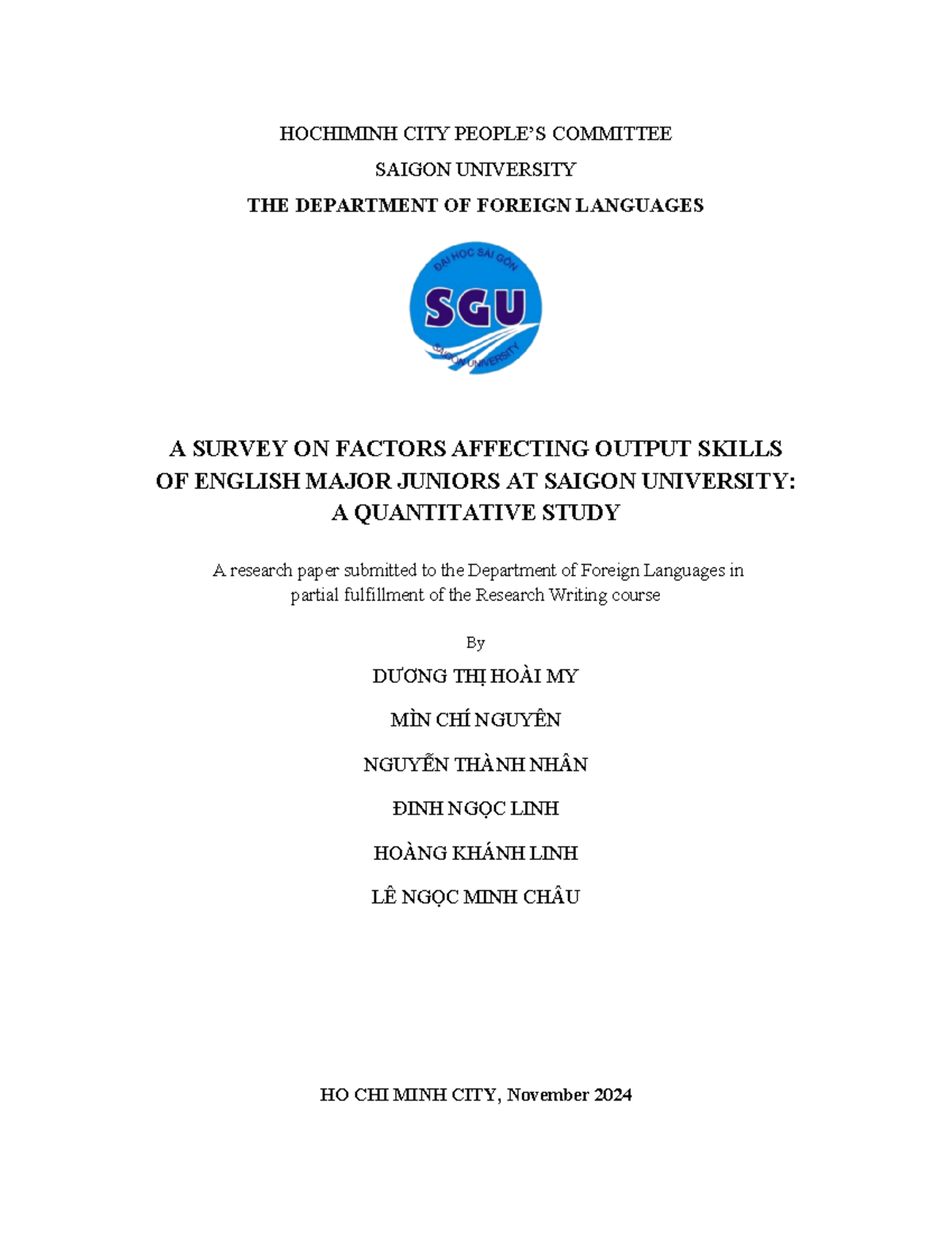 Factors Influencing Output Skills of English Majors: A Quantitative ...