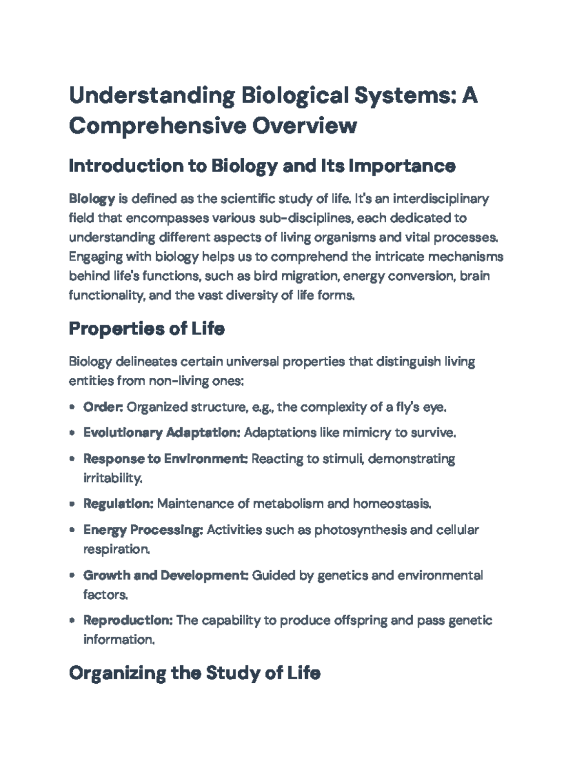 Biology 101: Comprehensive Overview of Biological Systems and Concepts ...
