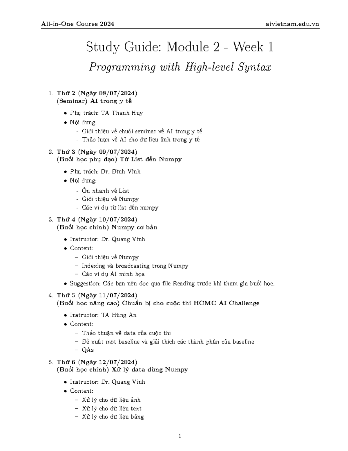 Course 2024: Study Guide for Module 2 Week 1 - AI in Healthcare & Numpy ...