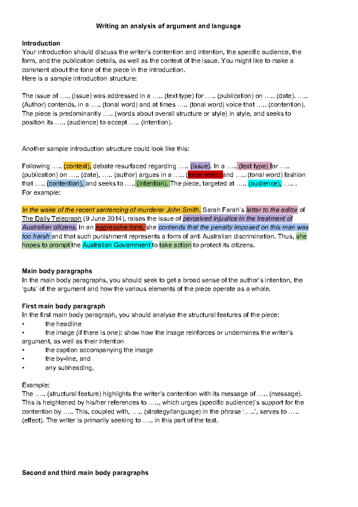 ENG 201: Writing an Analysis of Argument and Language Essay Guide - Studocu