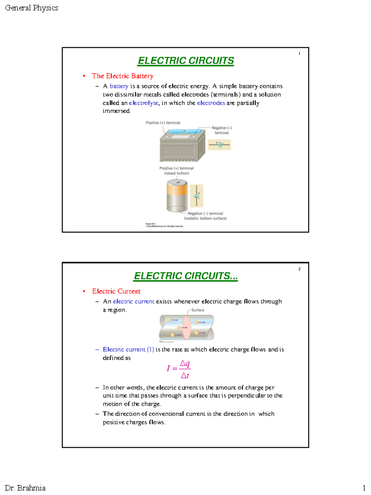General Physics 1: Electric Circuits Overview - Lec20 Notes - Studocu