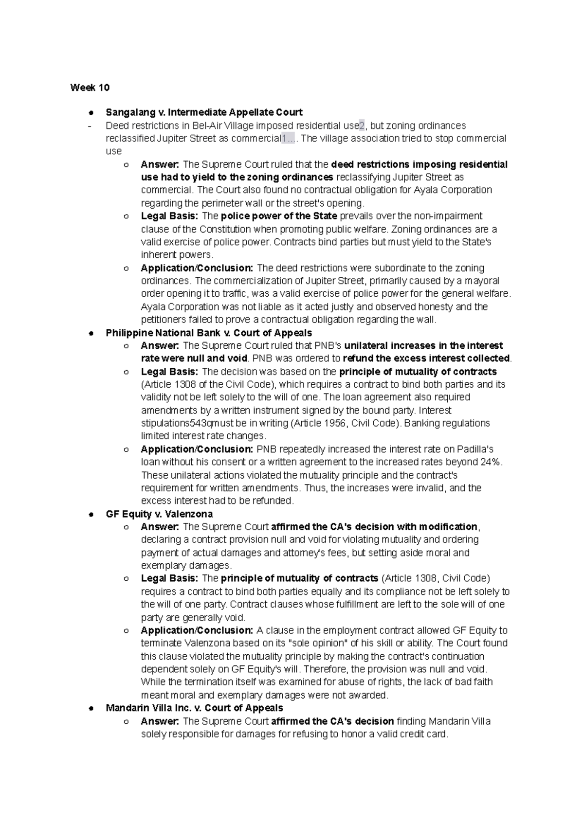 Week 10 Digest: Key Supreme Court Rulings on Contractual Obligations ...