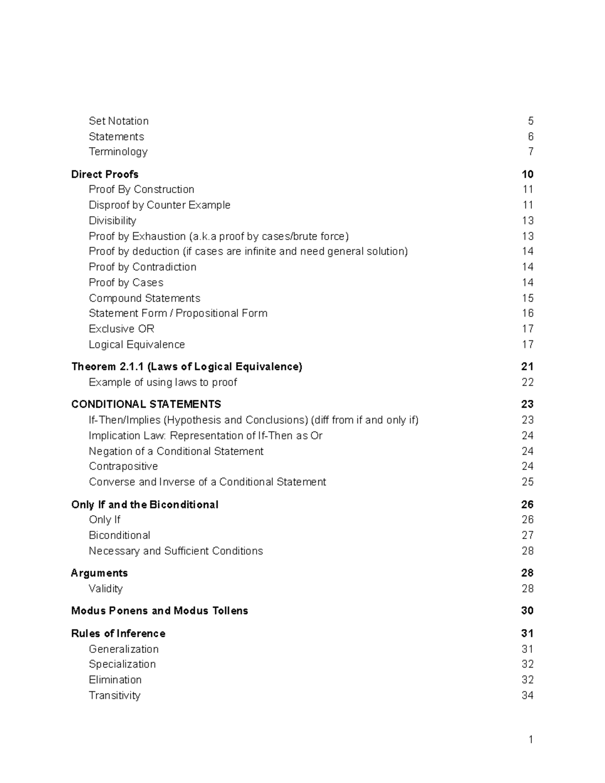 CS1231S Notes - compiled slides - Set Notation Statements Terminology ...