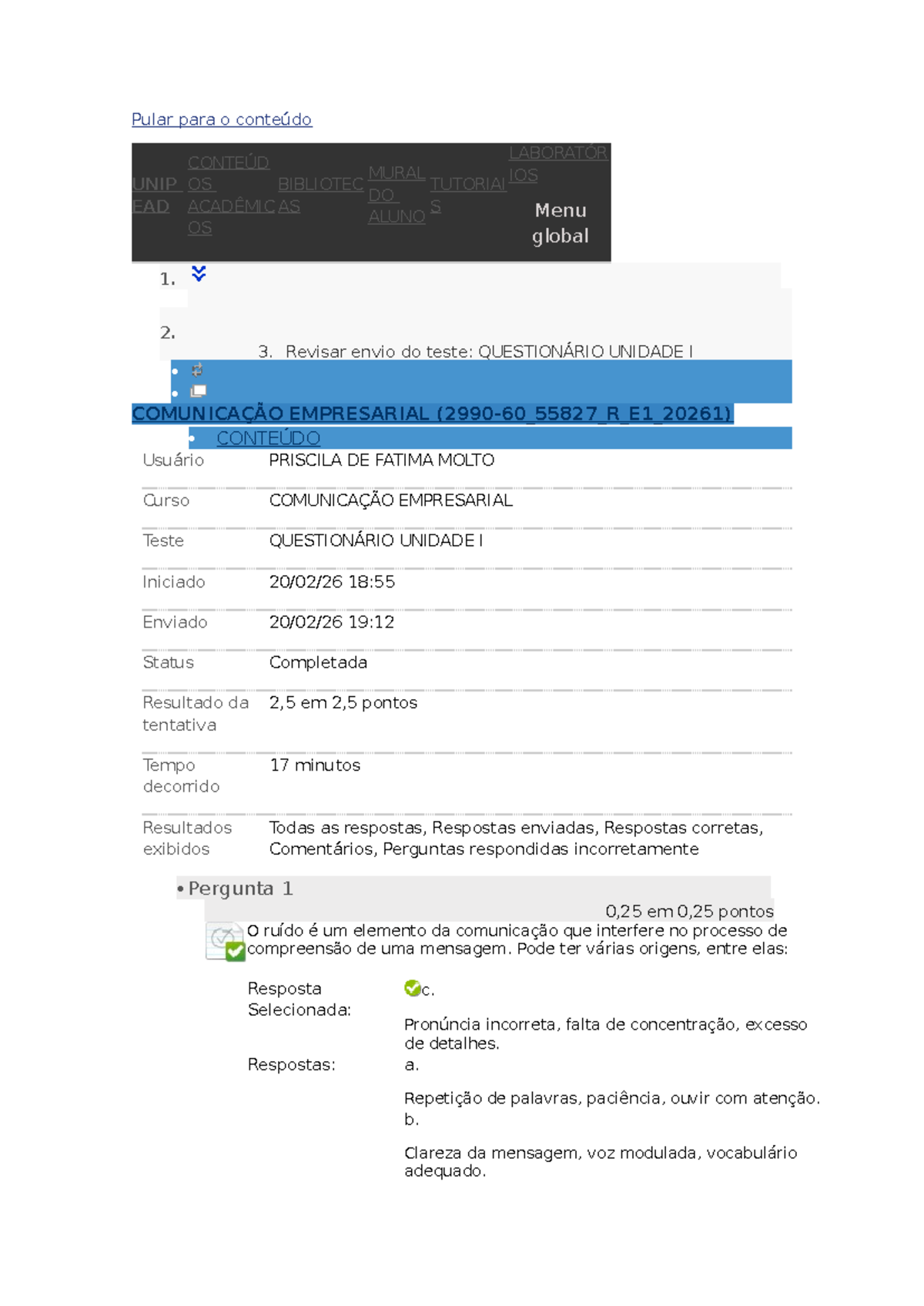 Atividade 1 - Comunicação Empresarial (COMUNICAÇÃO EMPRESARIAL