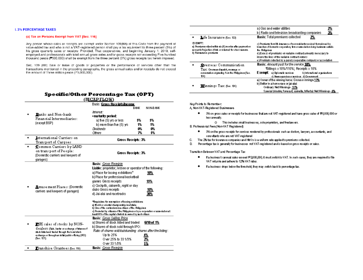 OPT-Notes - This is regarding to percentage tax - Specific/Other ...