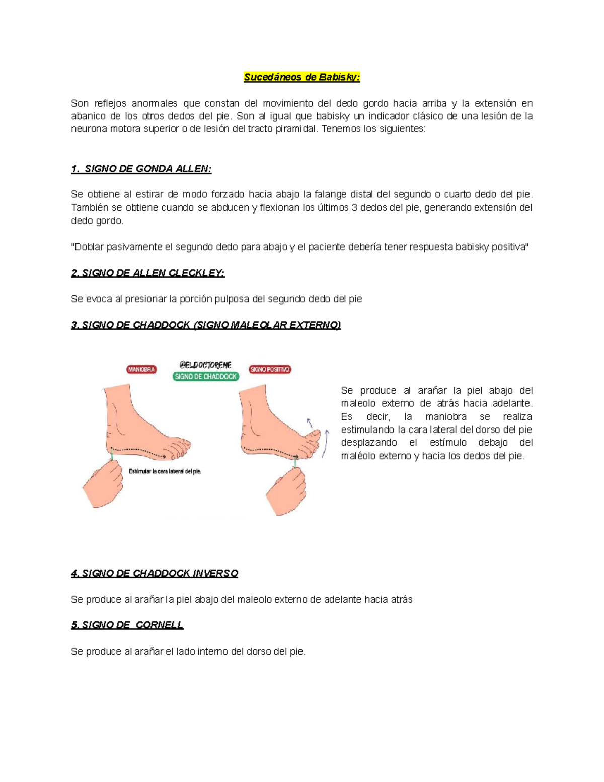 Sucedáneos de Babinsky: Signos de Lesión de Neurona Motora Superior ...